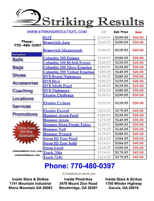 Striking Results Pro Shop Sale